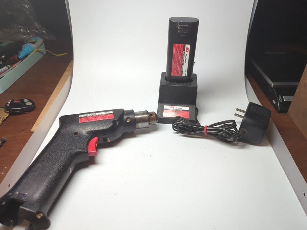 Vintage Ace Hardware Cordless 3/8 Drill With Battery & Charger Battery Near Dead-image
