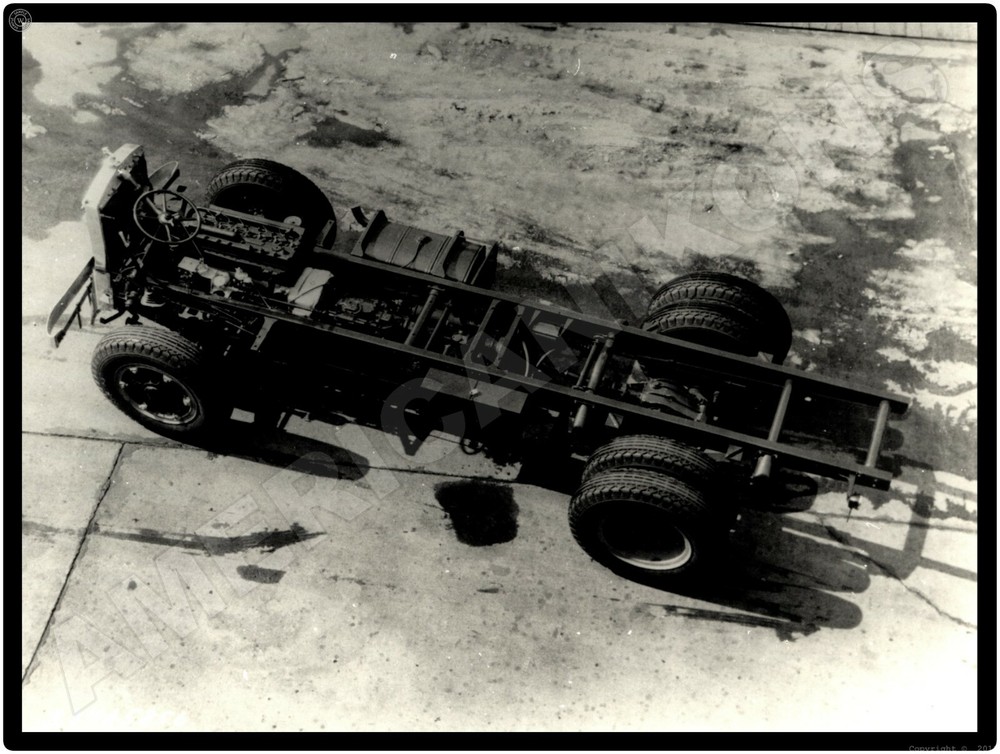 Mack Trucks AC New Metal Sign: 1934 Model CJ Chassis With No Cab, Top View