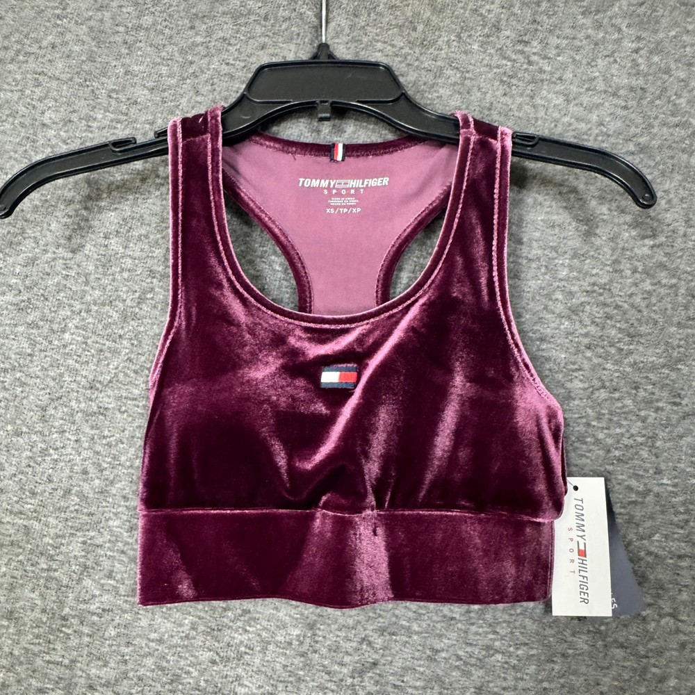 Tommy Hilfiger Sport Velvet Racerback Bra Top Removable Cups XS