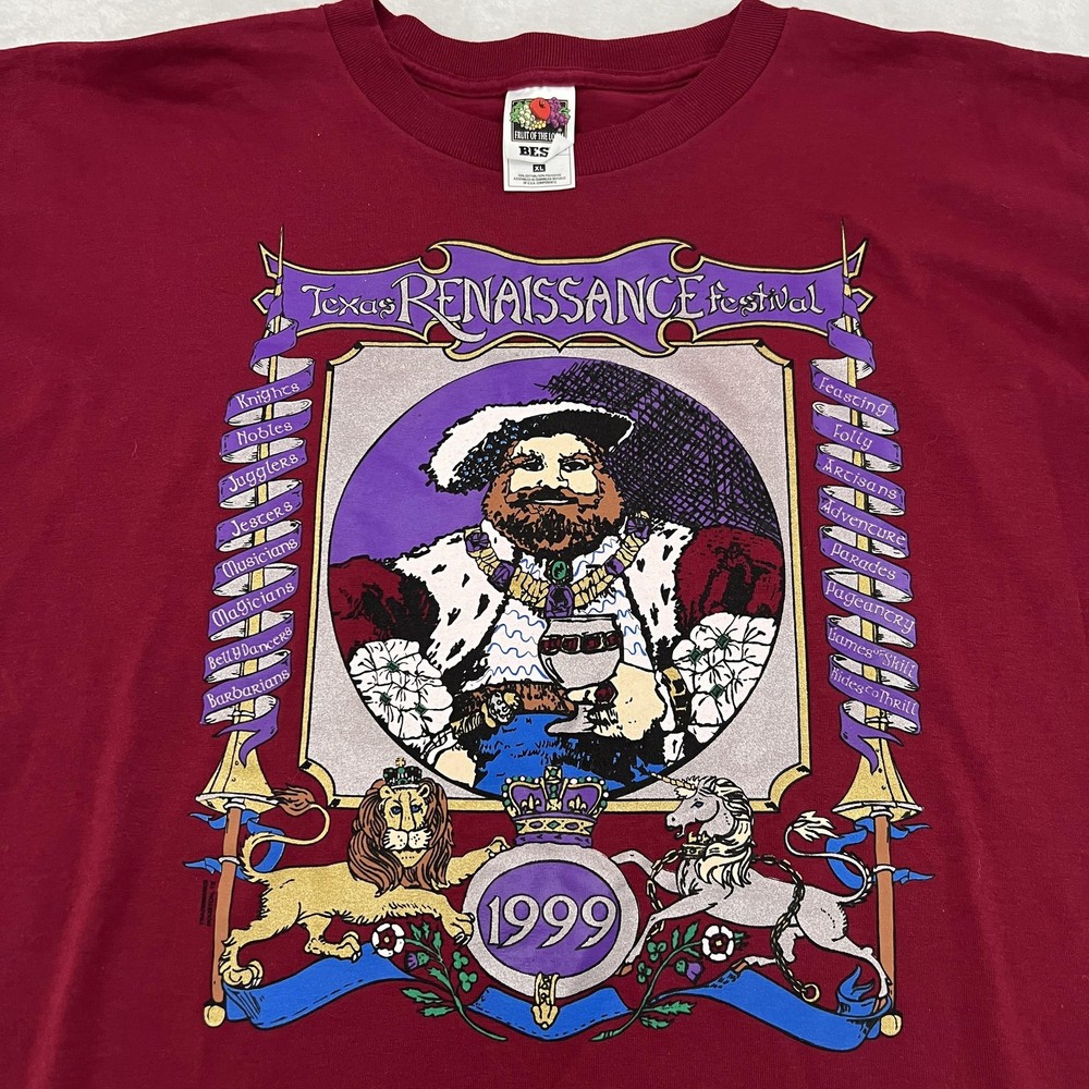 Vintage Texas Renaissance Festival Shirt Mens XL Red 1999 Fruit Of The Loom