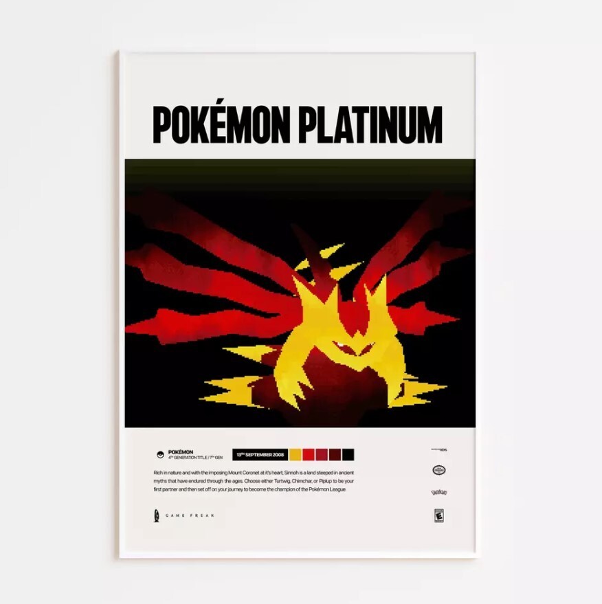 Pokémon Platinum 2008 Video Game Art Poster Print