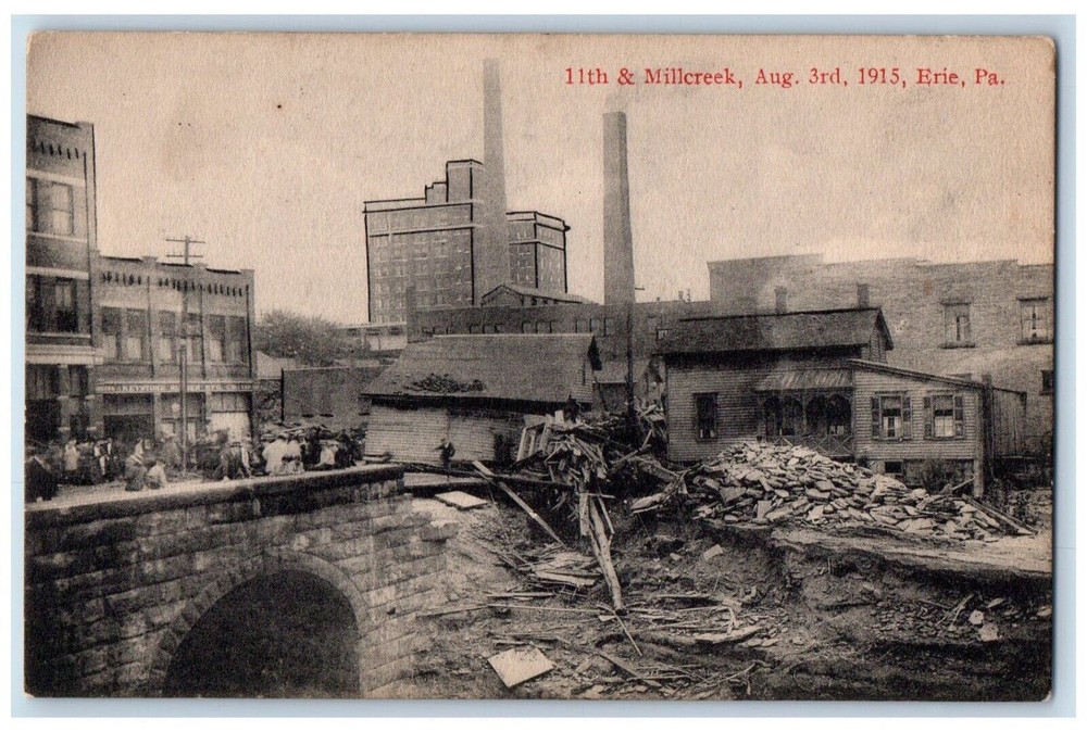 c1910's 11th & Millcreek Aug 3rd 1915 Erie Pennsylvania PA Antique Postcard