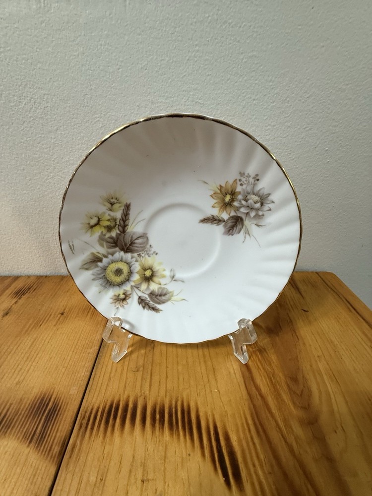 Royal Dover Fine Bone China Saucer Floral Gold Trim Made in England Vintage