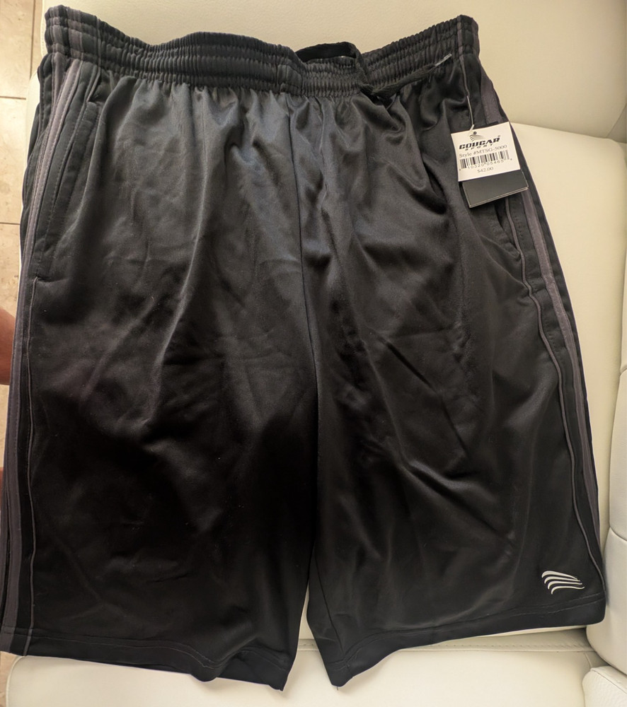 New cougar sport men's black fleece shorts large