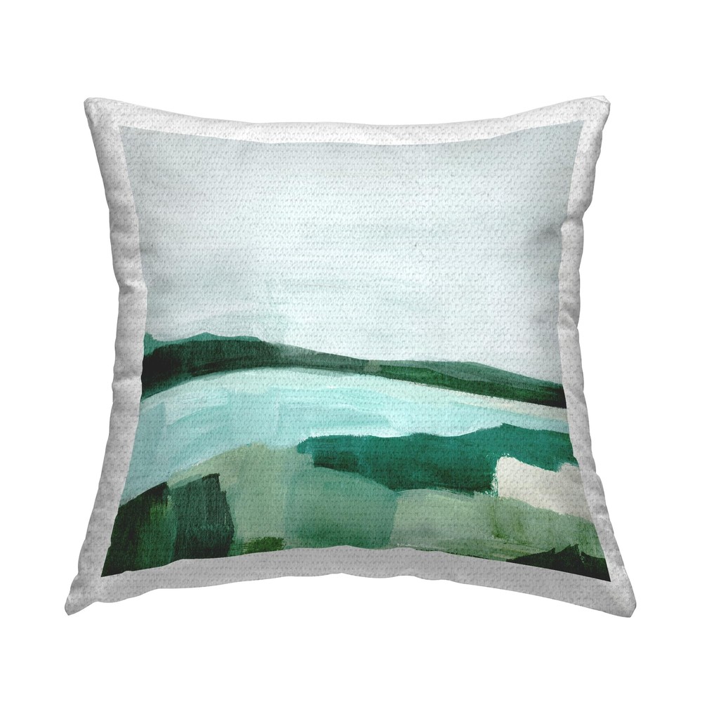 Abstract Green Lake Nature Design Outdoor Pillow Cover 18x18 Inches-image