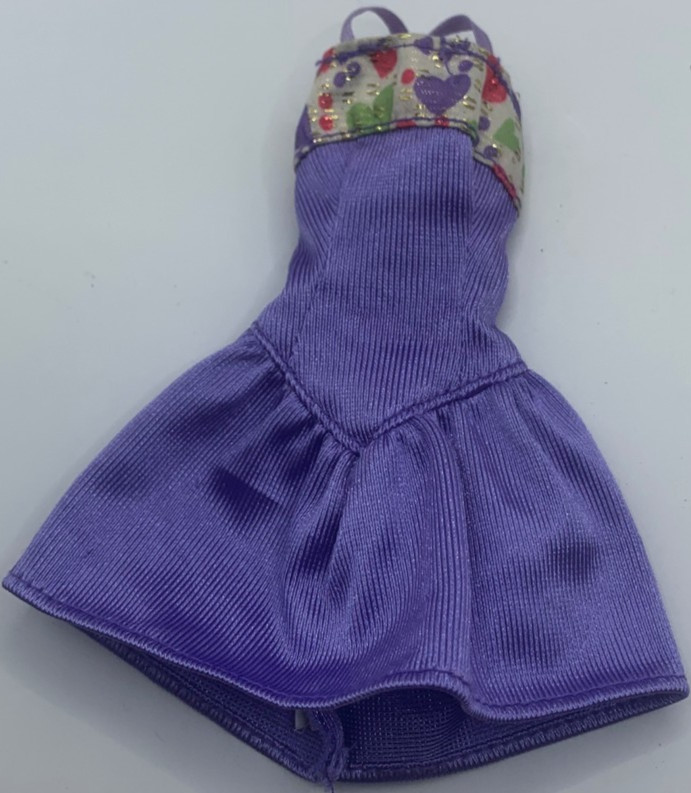 Vintage Barbie Doll Pack Outfit Fashions Heart Top  Purple Dress Clothes