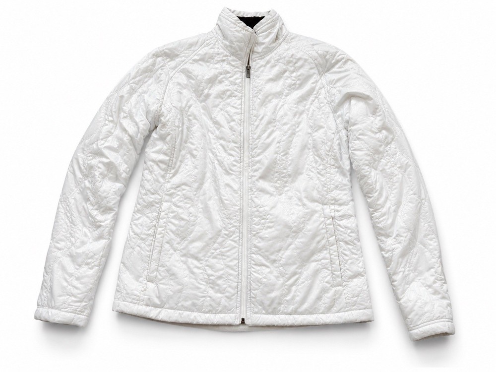 White Sierra Womens M White Quilted Jacket Fleece Lined Full Zip Coat