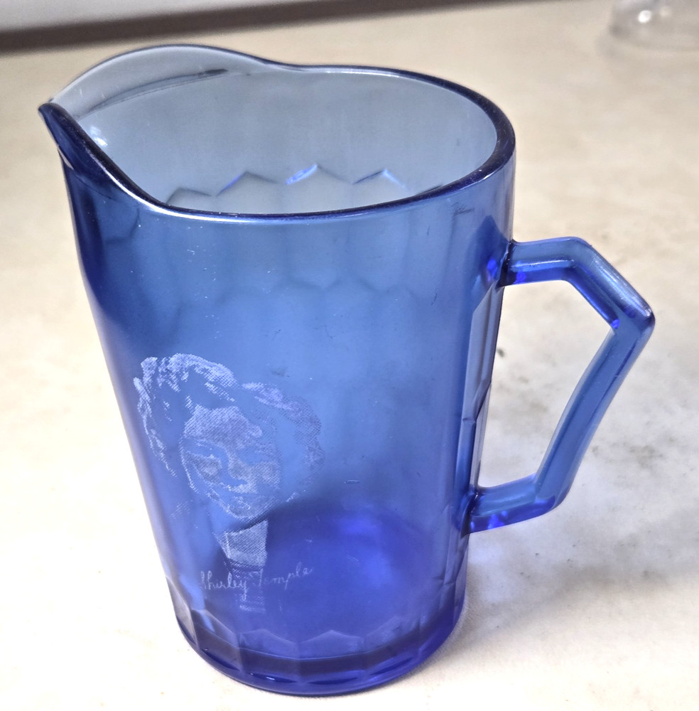 Vtg Shirley Temple Cobalt Blue Creamer Glass Hazel-Atlas 1930s