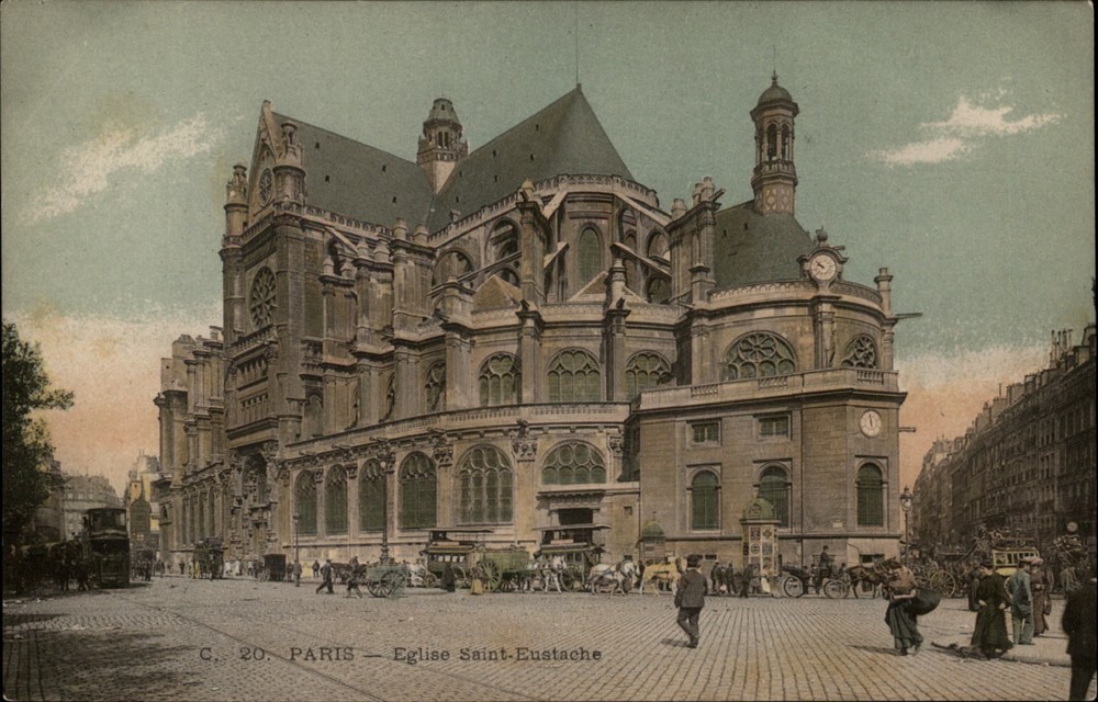 Eglise Saint Eustache Paris France vintage postcard s621