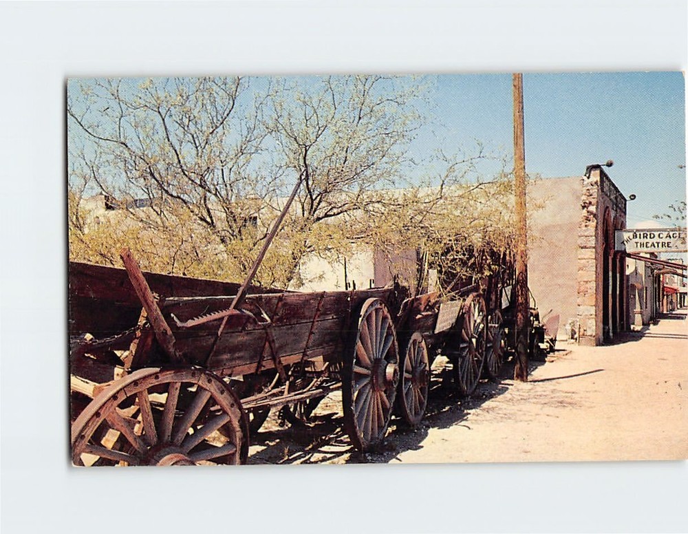 Postcard Old Ore Wagon Used by the Mines in the Late 1800's Tombstone Arizona