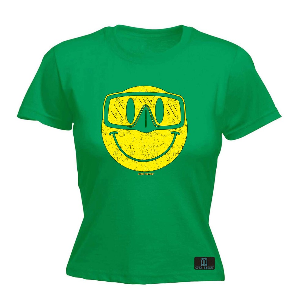 Scuba Diving Ow Smiling Goggles Diver - Womens T Shirt Funny T-Shirt Novelty