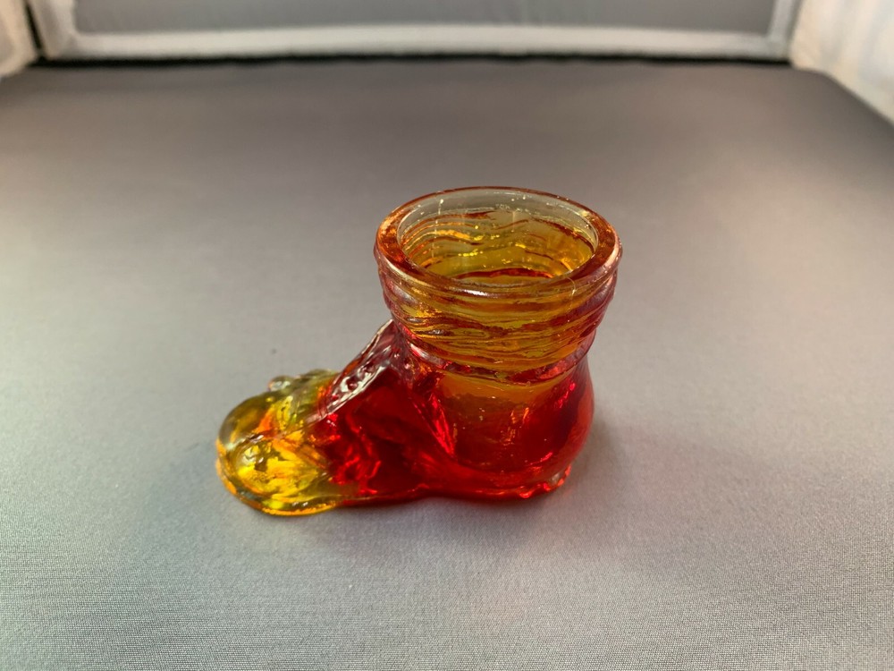 Vintage Degenhart Glass Company - Hobo Boot Toothpick Holder - Red  Glass