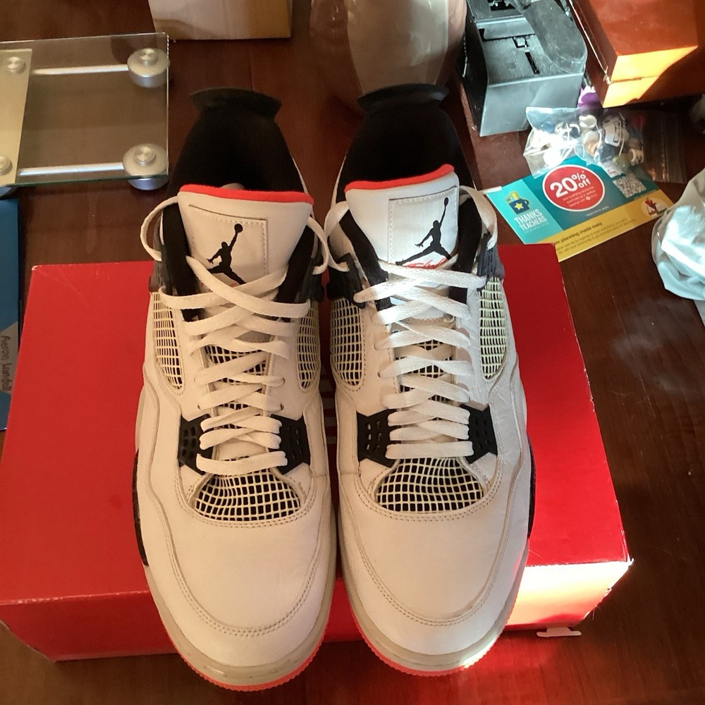 Size 14 - Jordan 4 Retro Pale Citron, Bright Crimson 2019