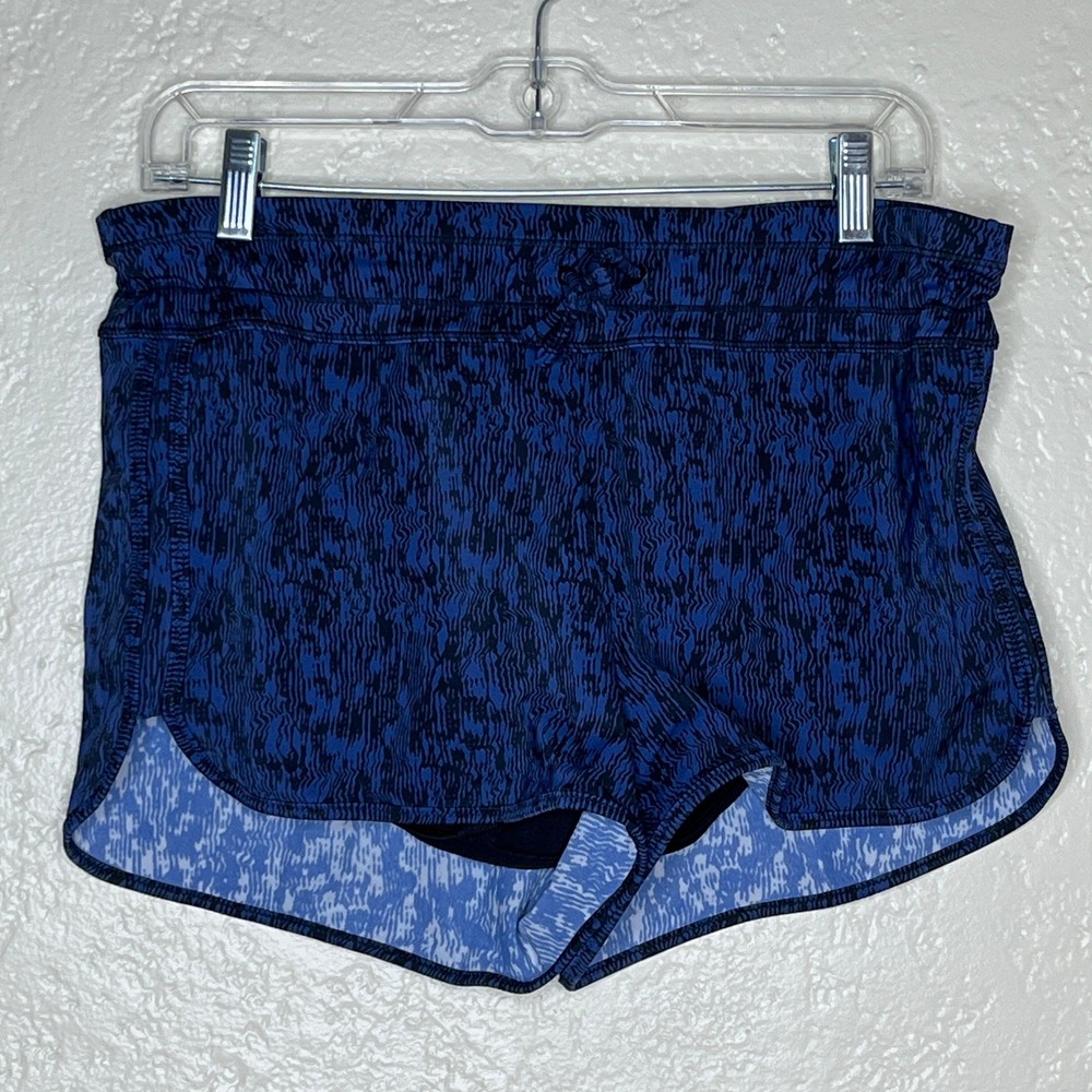 Athleta Surge Swim Short Geo Print Athleisure Women Navy Medium