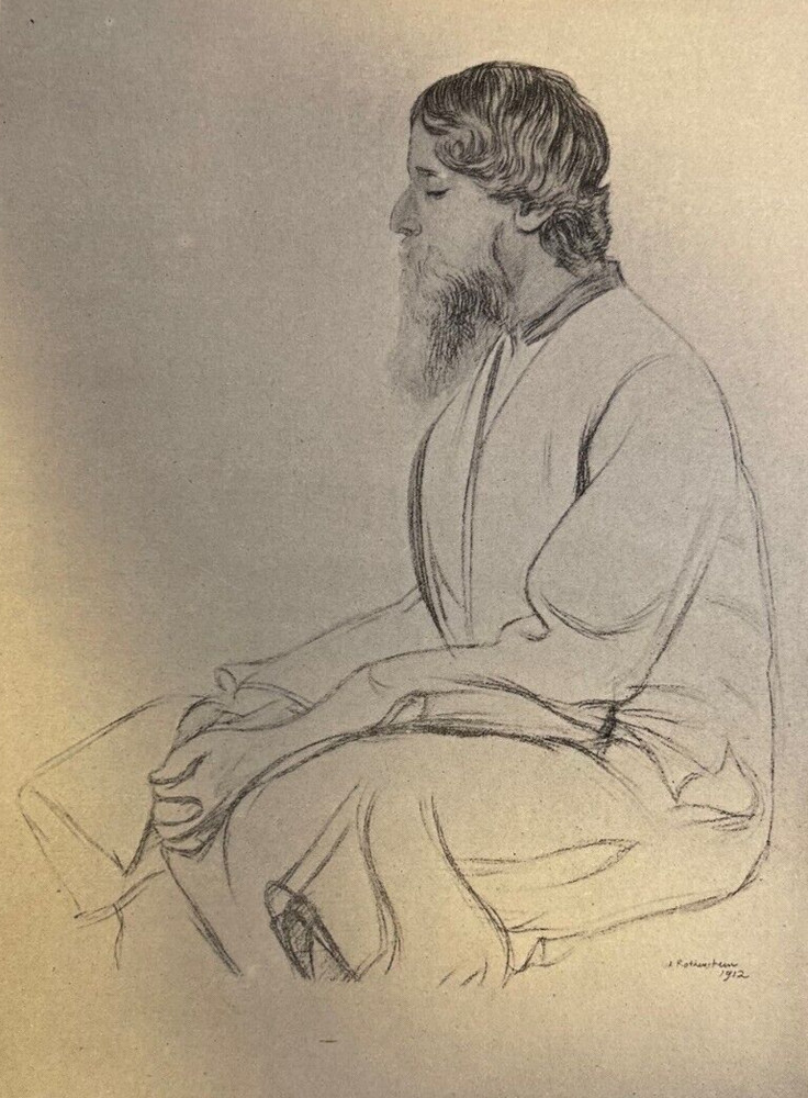 1913 Vintage Magazine Illustration Rabindra Nath Tagore Hindu Poet