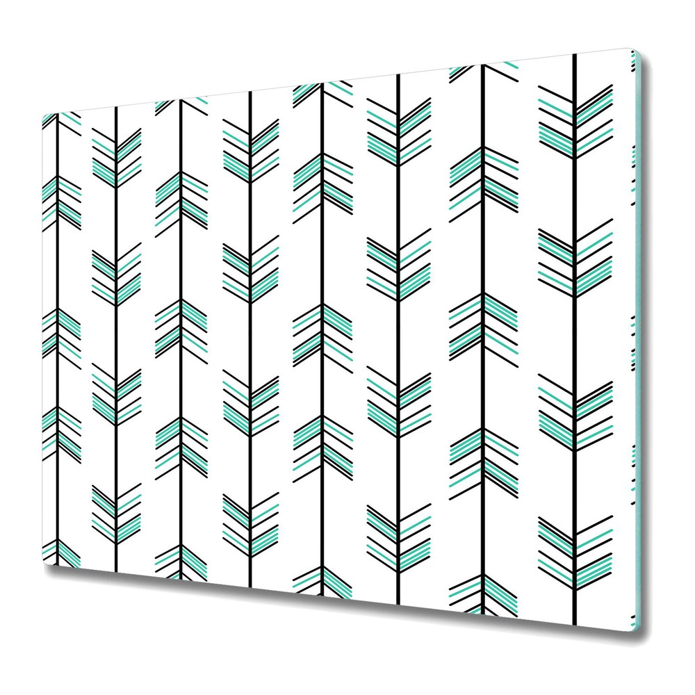 Serving Chopping Board Glass Cover Hipster Arrows Minimalistic 60x52