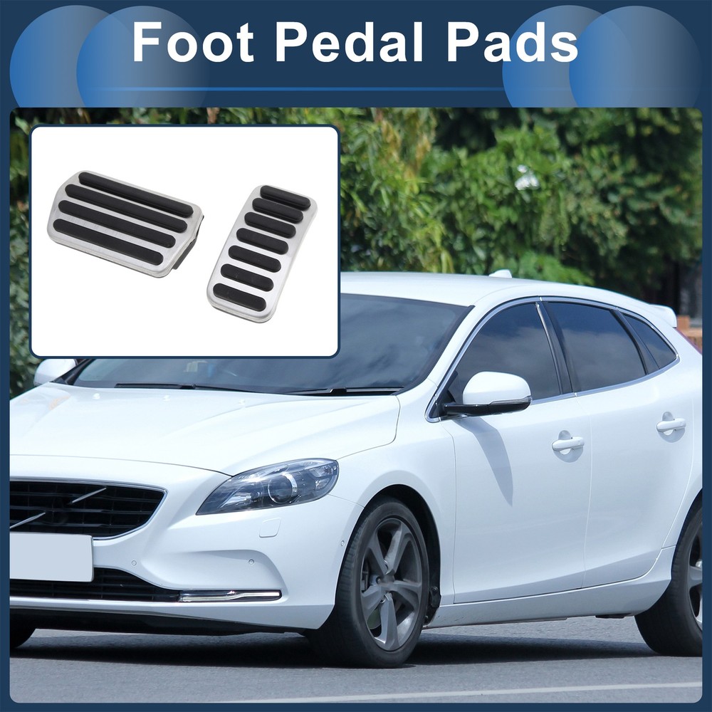 1 Set Automatic Footrest Pedals Cover for Volvo V40 2013-2019 Silver Tone