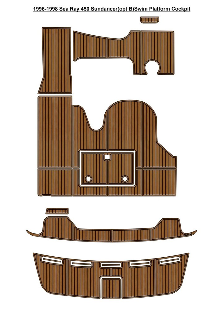1996-1998 Sea Ray 450 Sundancer(opt B)Swim Platform Cockpit Pad Boat EVA Teak