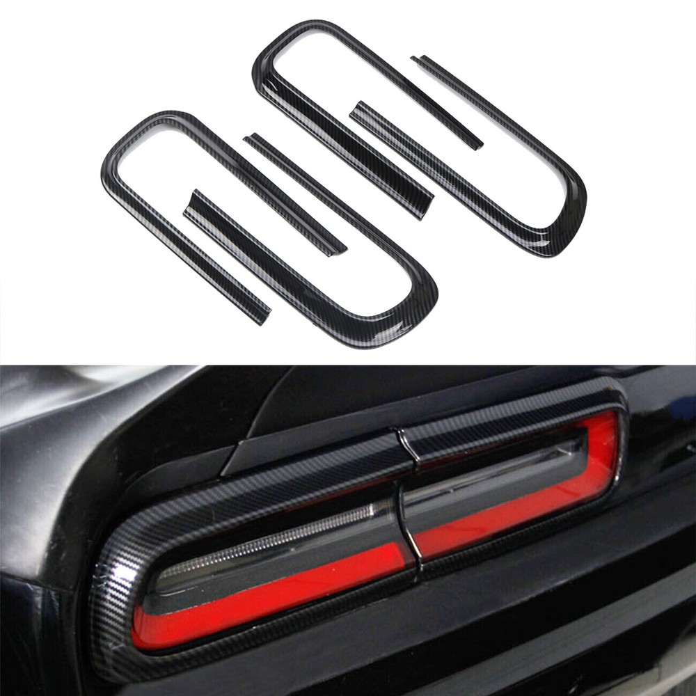 ABS Carbon Fiber Tail Light Cover Trim 4pcs for 15-20 Dodge Challenger-image