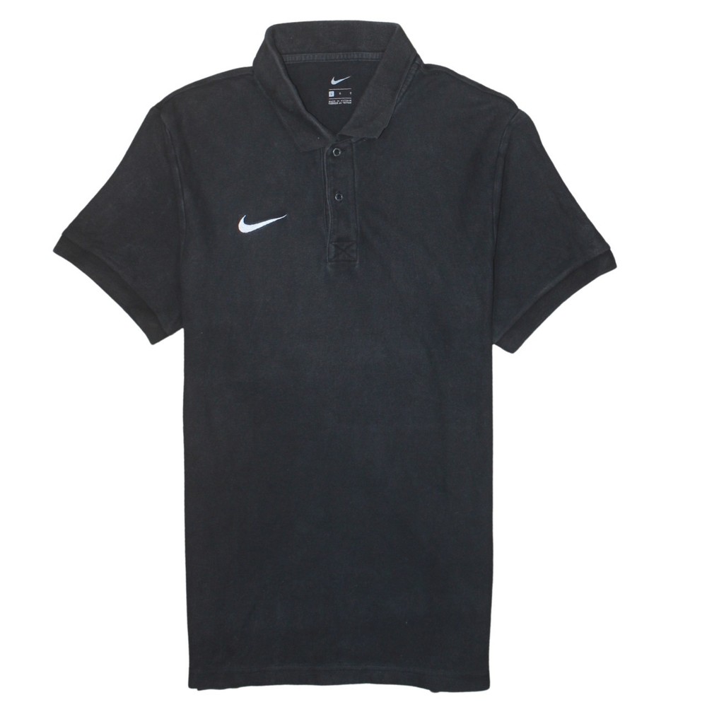 Nike Womens Polo Shirt Black 100 Percent Cotton Embroidered Swoosh Sports L