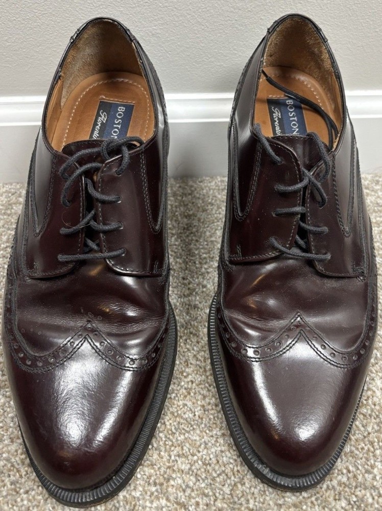 Bostonian Classics Size 8 Brown Burgundy Leather Mens Wingtip Toe Shoes