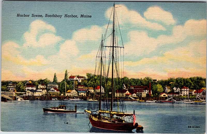 Postcard BOAT SCENE Boothbay Harbor Maine ME m/09 AM9816