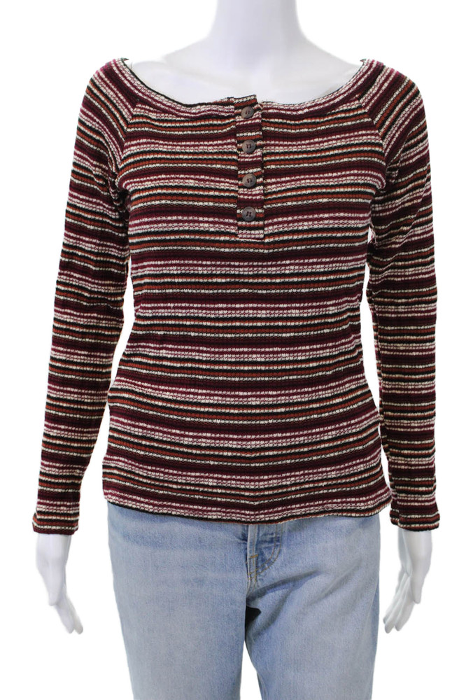 Project Social T Womens Scoop Neck Striped Long Sleeve Knit Top Red Multi Size MFree Shipping in US $100+ Orders | $6.95 Orders Below