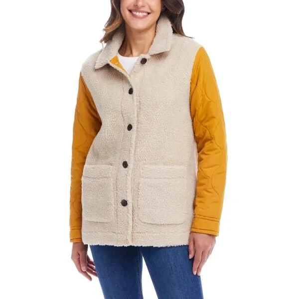 Weatherproof Vintage Ladies' Quilted Mixed Media Jacket, Yellow, XXL