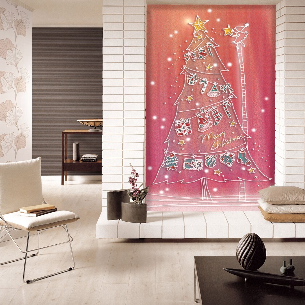 3D Christmas Tree Peel and Stick Wall Mural Self-Adhesive Decor ZHUA10230