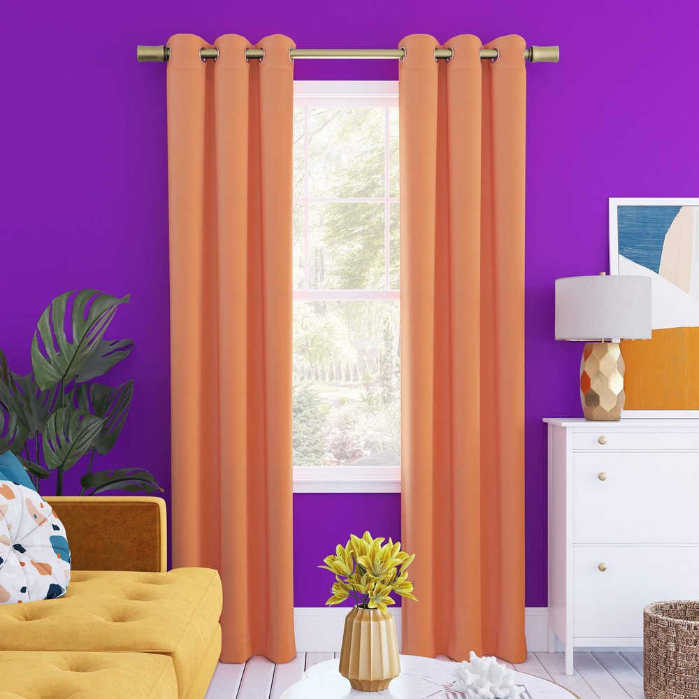 Halton Bright Vibes Blackout Grommet Curtain Panel 40x96 Orange  