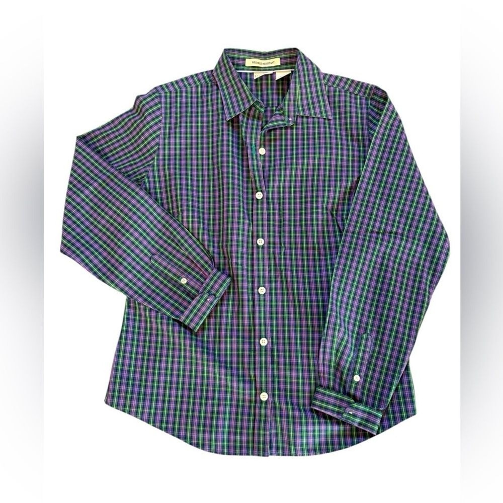 LL Bean Wrinkle Resistant Plaid Button Up Shirt Long Sleeve Cotton Women XS NWOT