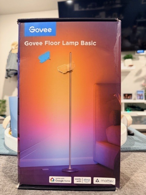 Open Box Govee Floor Lamp Basic H6076A Smart RGB LED Standing Lamp Silver