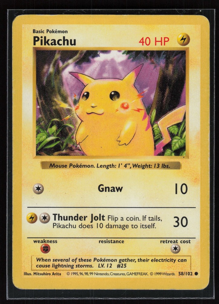 Pokemon TCG Pikachu #058/102 Red Cheeks Shadowless