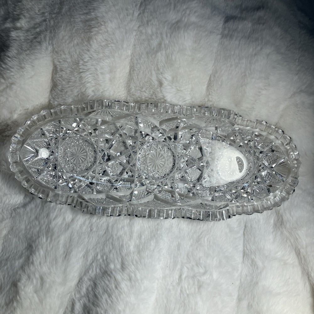 American Brilliant Cut Glass Celery/ Ice Cream/8” Antique/vintage
