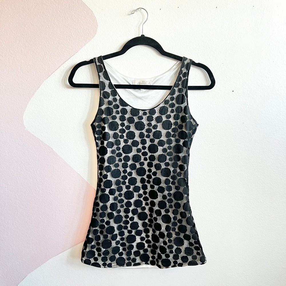 Vintage Y2K Lace Tank Top Victorian Gothic Edgy Whimsigoth Indie Sleaze XS
