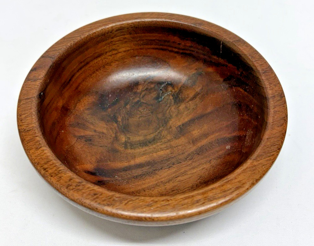 Vintage Handcrafted Wooden Bowl Rustic Wood Turned Bowl Signed Rusty Rood