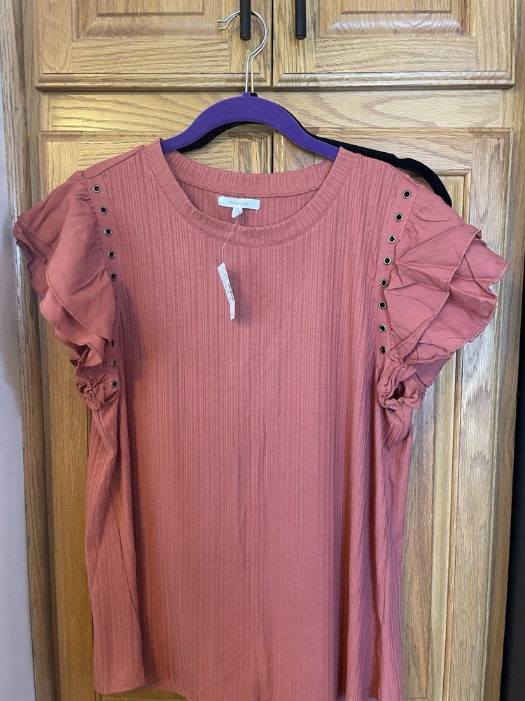 Maurices Women’s XL Rust Raised Textured Top Blouse Basic Minimal. NWT