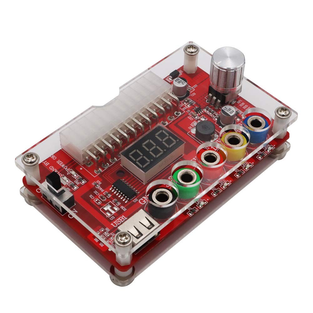 New Version ATX Power Supply Breakout Board and Acrylic Case Kit with ADJ Adj...