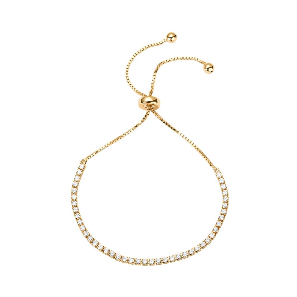 PAVOI 14K Gold Plated Cubic Zirconia Classic Tennis Bracelet for Women in Yellow