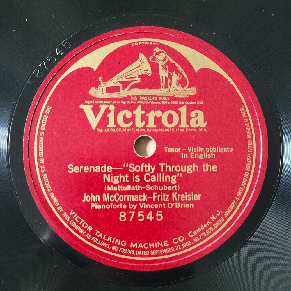 John McCormack Fritz Kreisler ‎78 RPM - Softly Through The Night Is Calling E