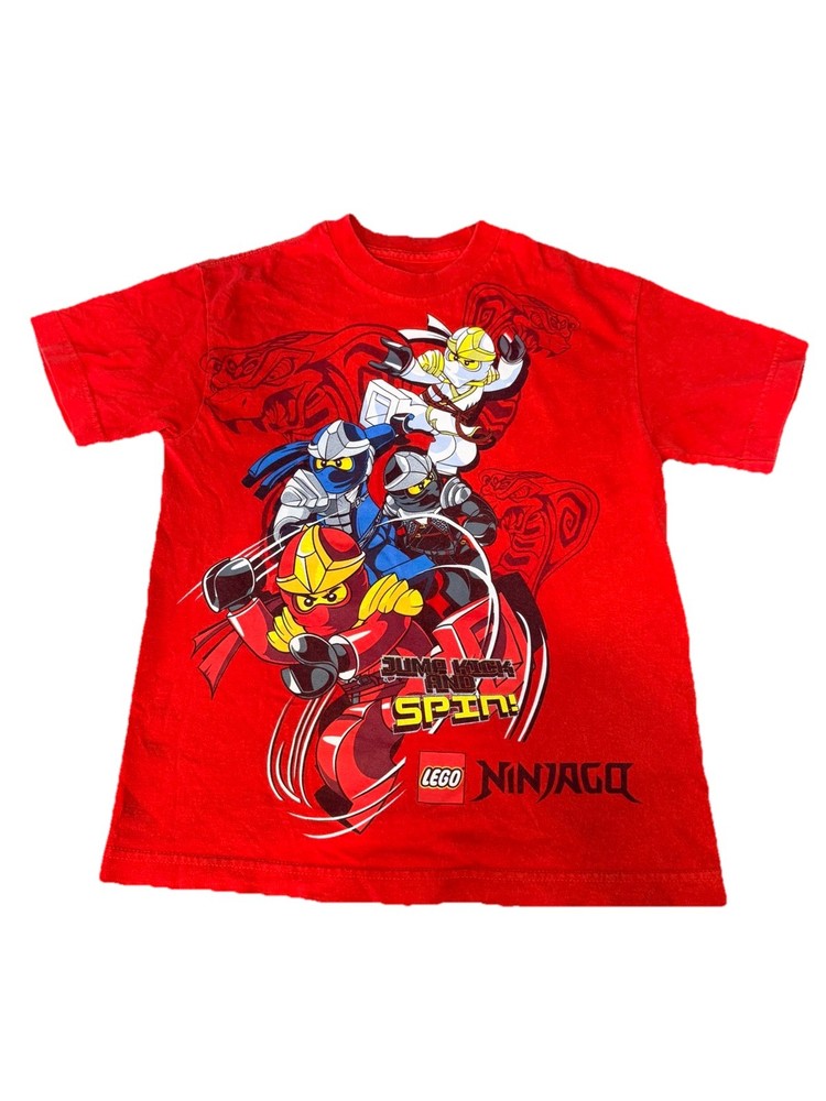 LEGO Ninjago T Shirt 2012 Licensed Jump Kick & Spin Red Cotton Tee Youth Small