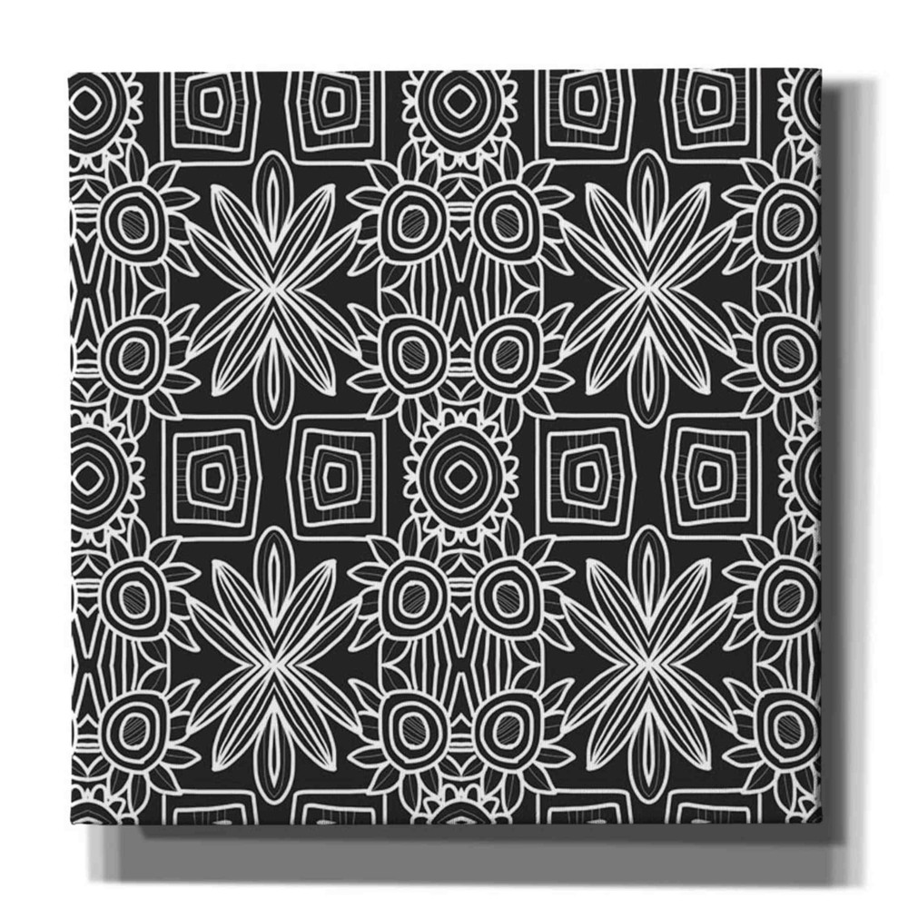 Epic Graffiti 'Black And White Boho Floral' by Linda Woods, Giclee Canvas Wall A