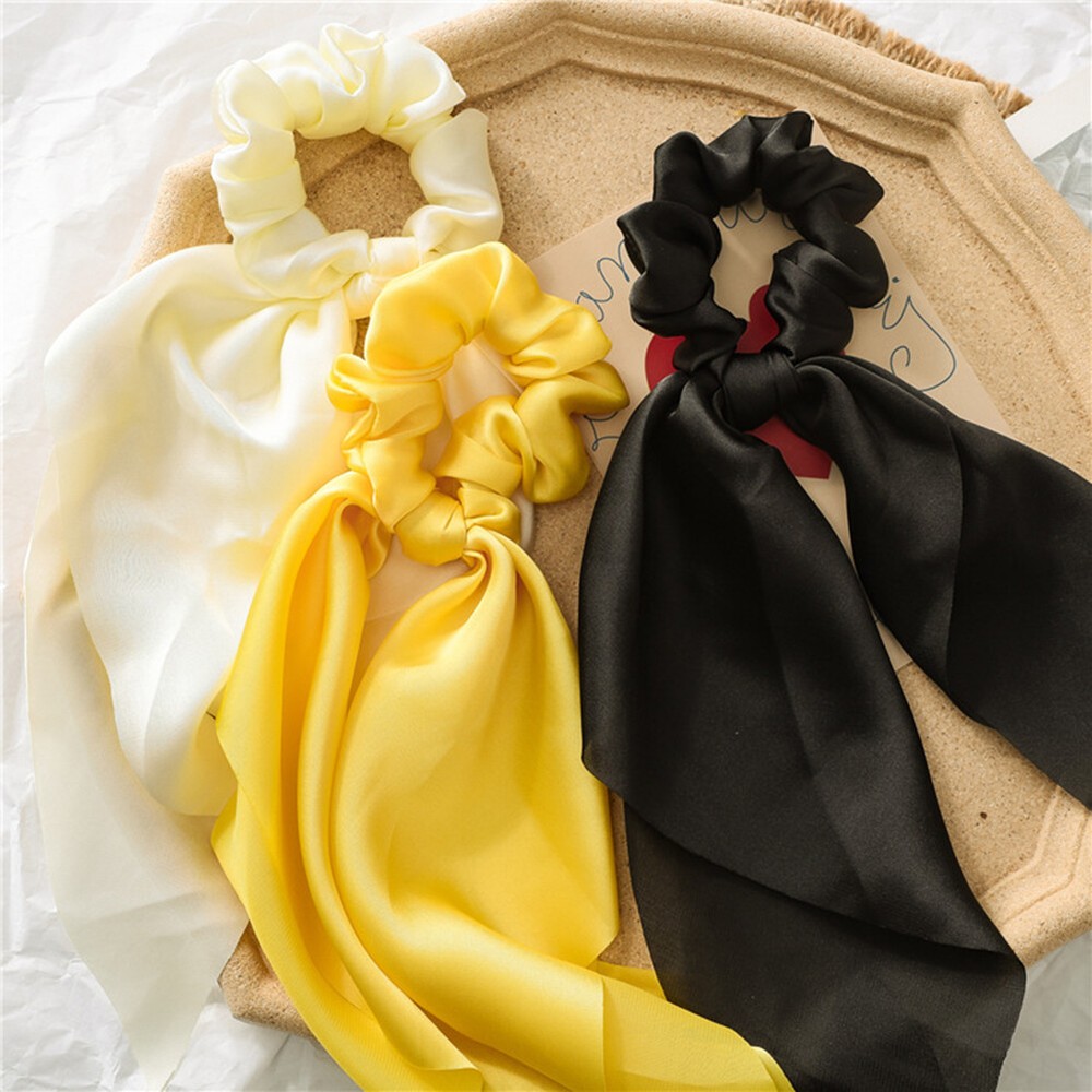 Women's Ribbon Scrunchies Solid Hair Ties Rope Headbands Streamer Accessories