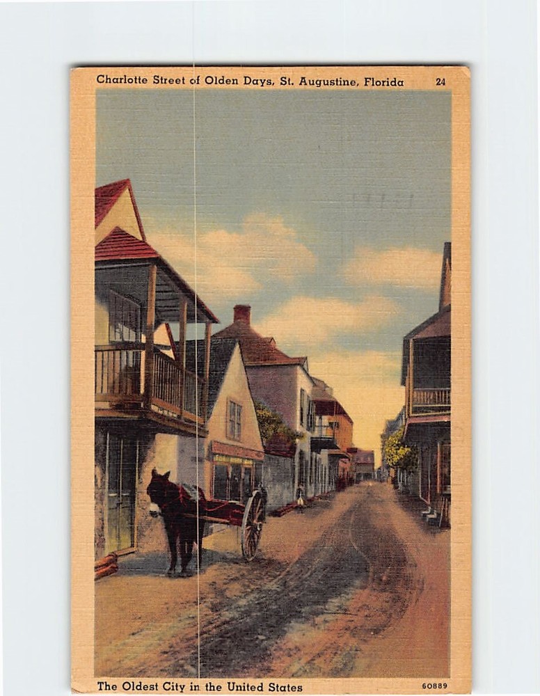 Postcard Charlotte Street Of Olden Days St Augustine Florida