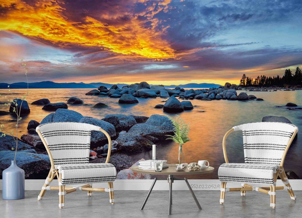 3D Sky Sea Rocks Landscape Wall Murals Wallpaper Murals Wall Sticker