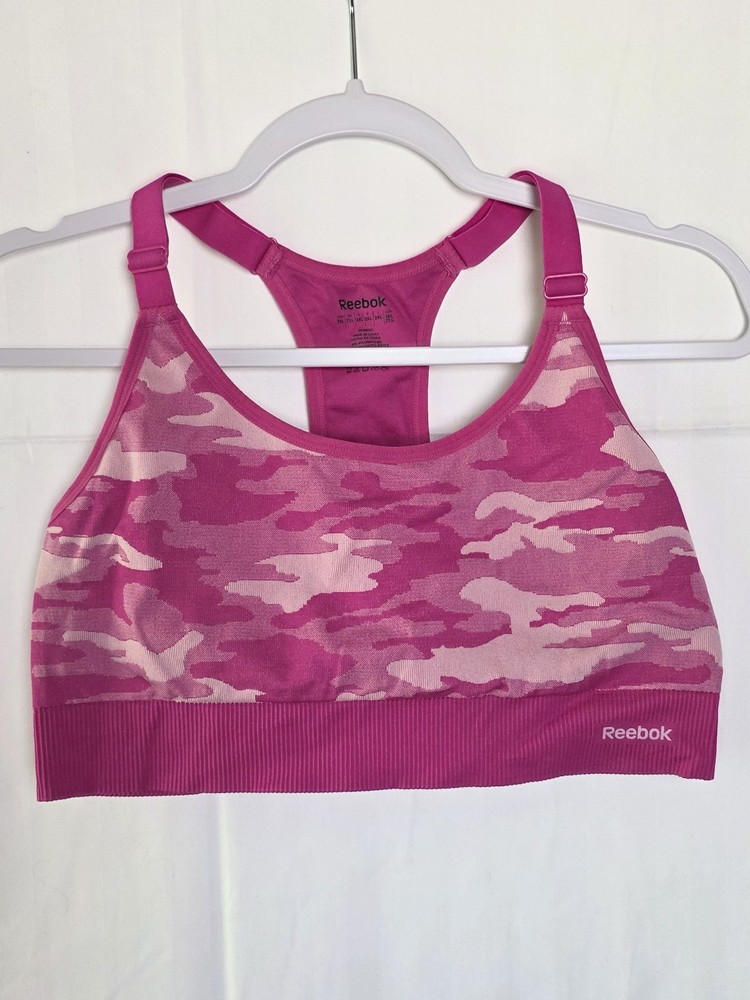 Reebok Pink Camouflage Seamless Racerback Sports Bra 2XL