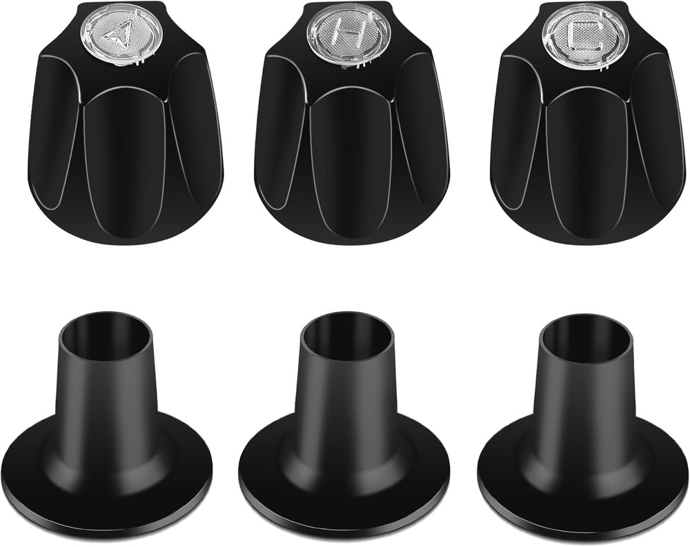 3-Piece Matte Black Shower Knob Replacement Kit - Compatible with Price Pfister