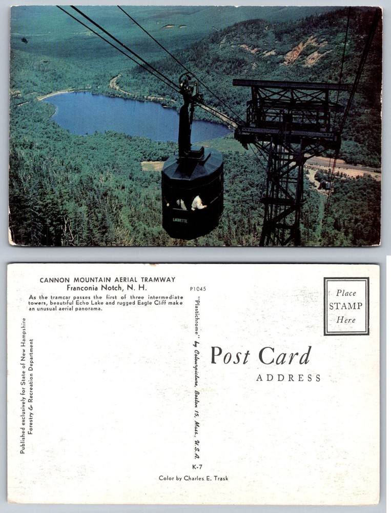 Cannon Mountain Aerial Tramway Franconia Notch NH Plastichrome Postcard