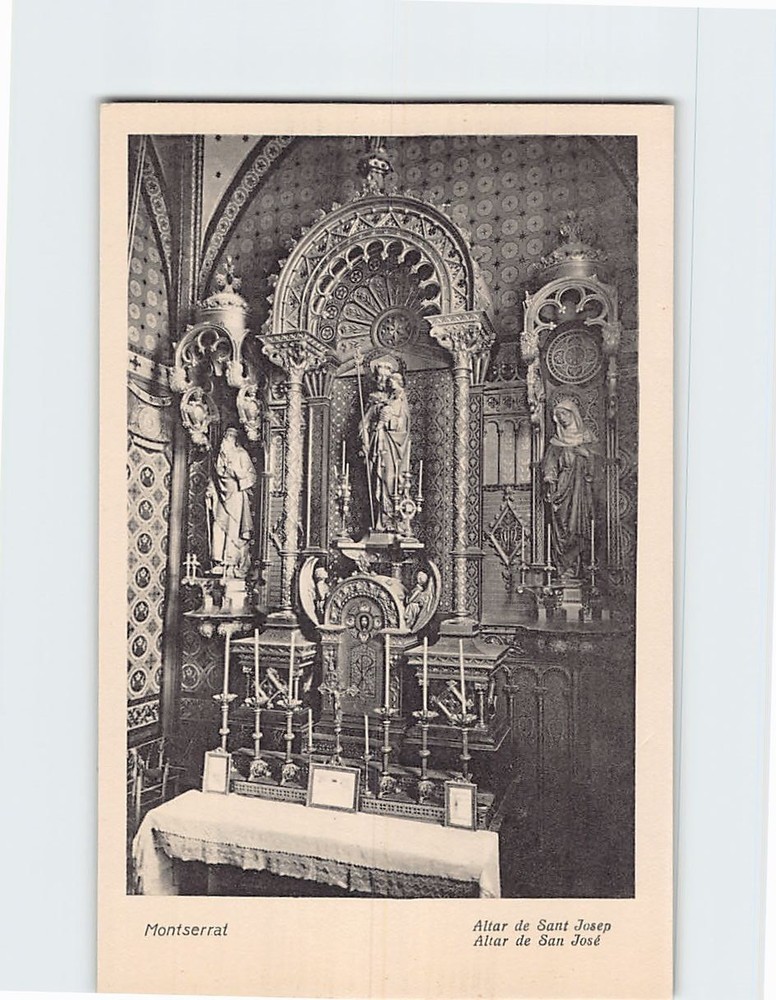 Postcard The Altar of Saint Joseph Montserrat Spain