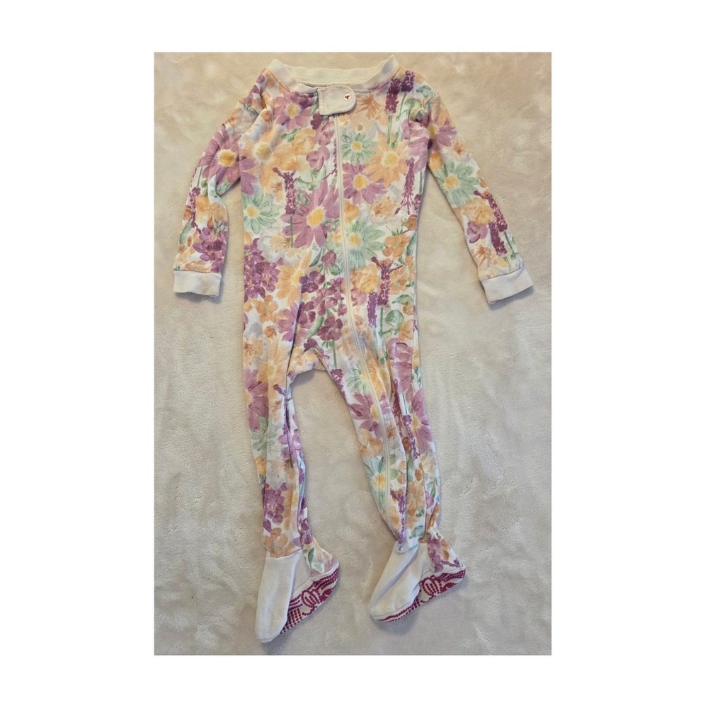 Burt's Bees Baby Spring Floral Footed Sleeper Pajamas 12M Organic Cotton Zip Up